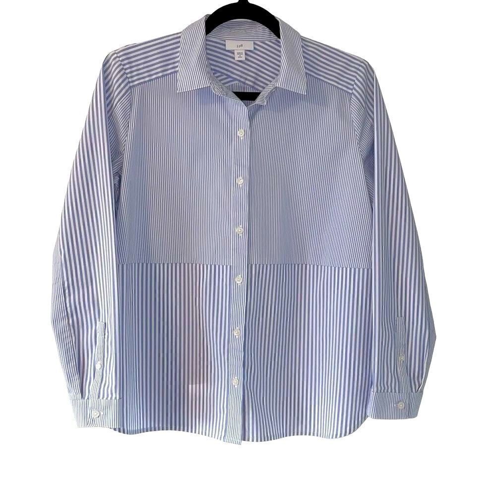 J.Jill striped blue and white classic shirt blouse size small petite